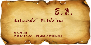 Balaskó Miléna névjegykártya